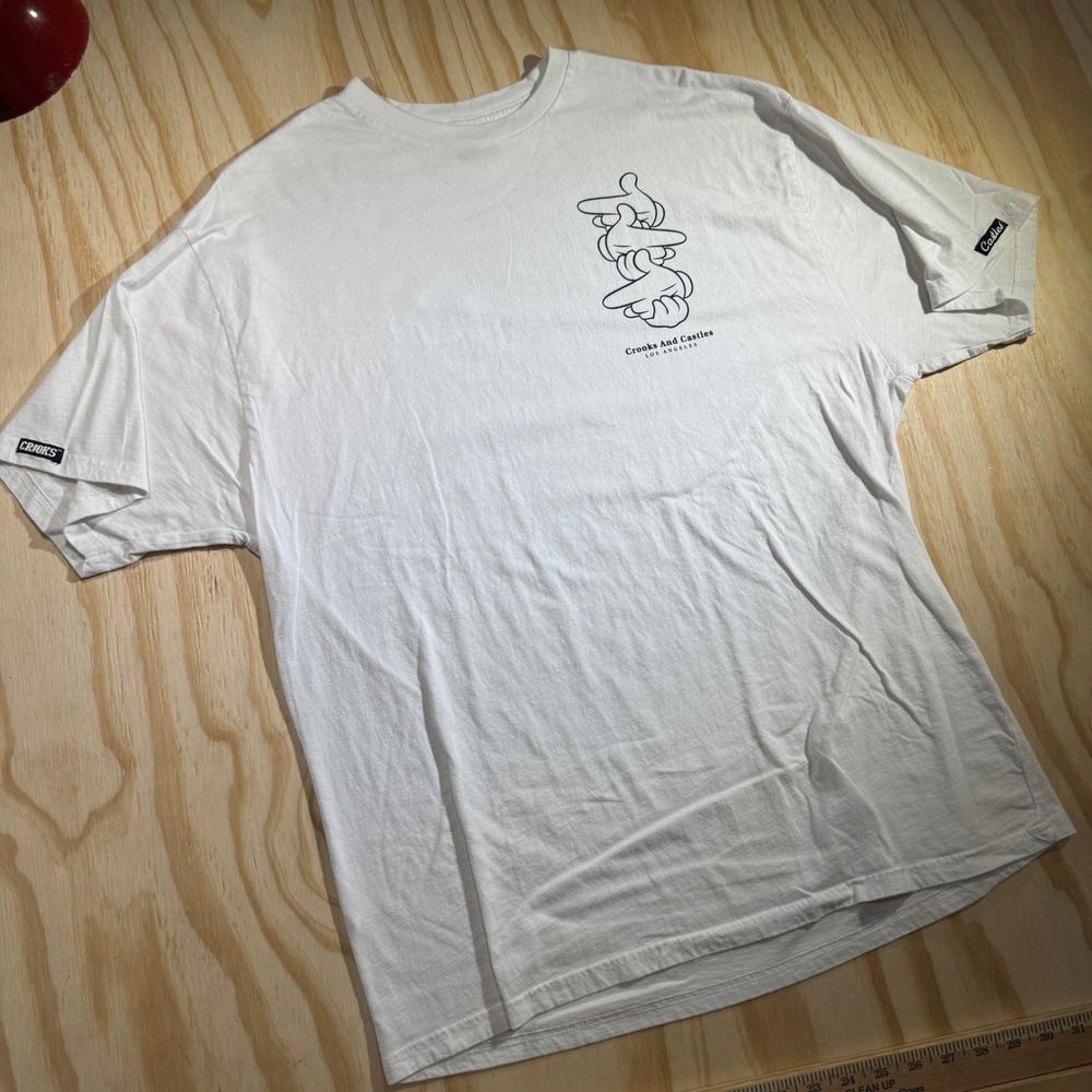 Crooks and Castles Los Angeles Graphic T-Shirt Men's XL White Cotton Streetwear
